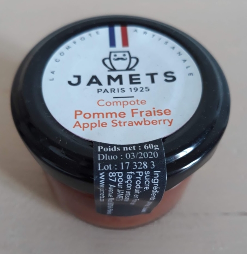 Compote artisanale Pomme Fraise Jamets : carton de 80 x 60g